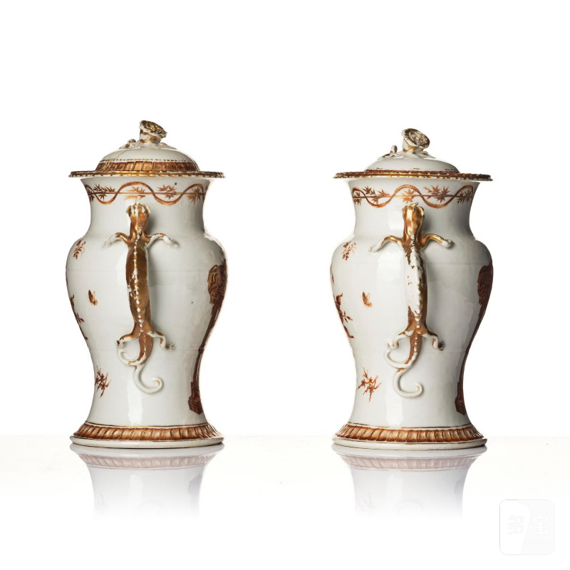 A pair of fine Chinese Export vases with covers, - 图4